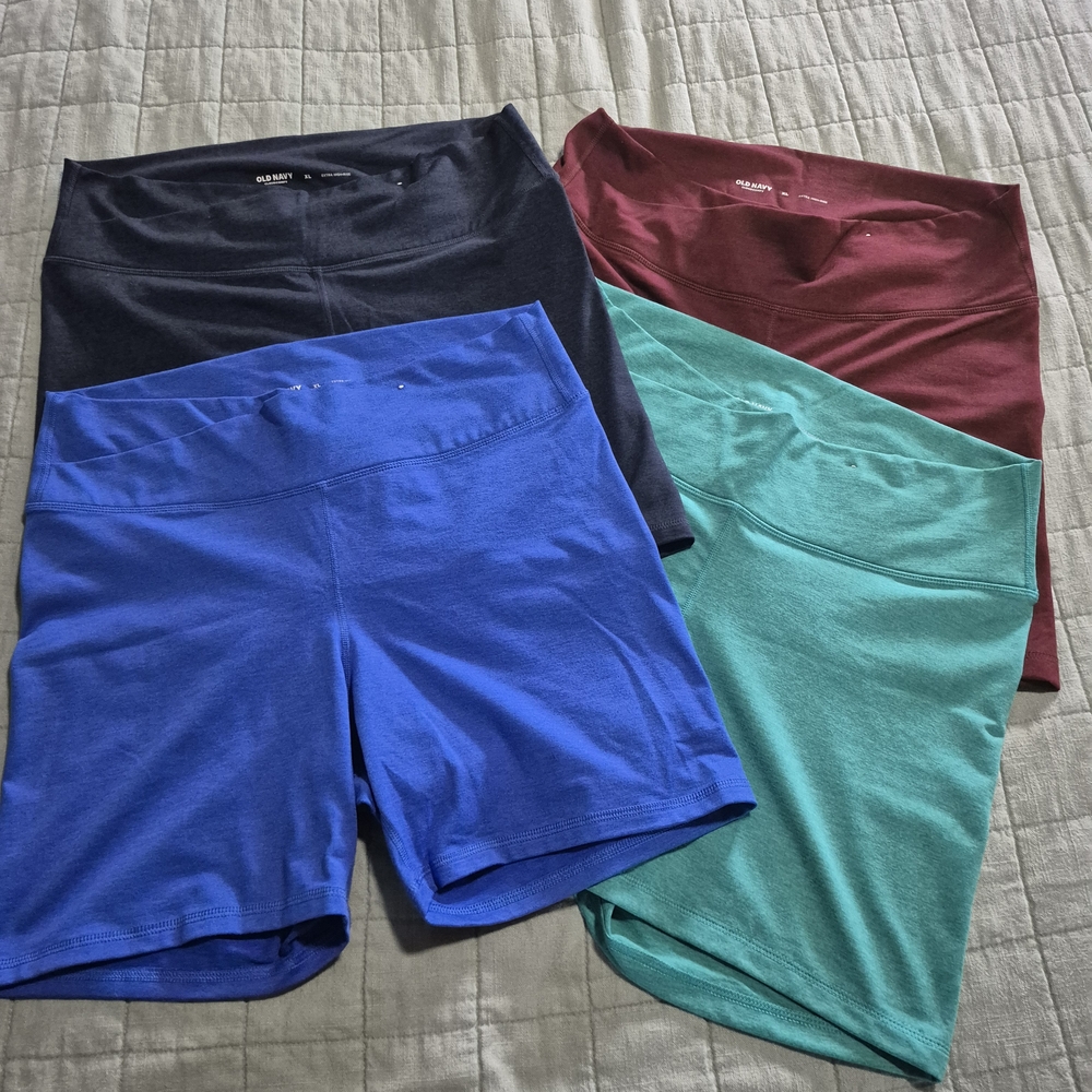 Old Navy Women's Active Shorts - Black, Maroon, Blue, Green- LOT Of 4- SIZE XL